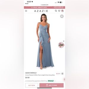 NWT Azazie Emerald Dusty Blue Dress A8